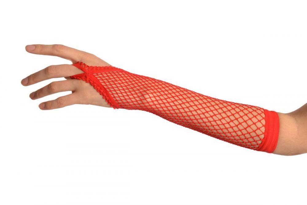 Liss Kiss Red Finger Loop Fishnet Party Gloves - Gloves