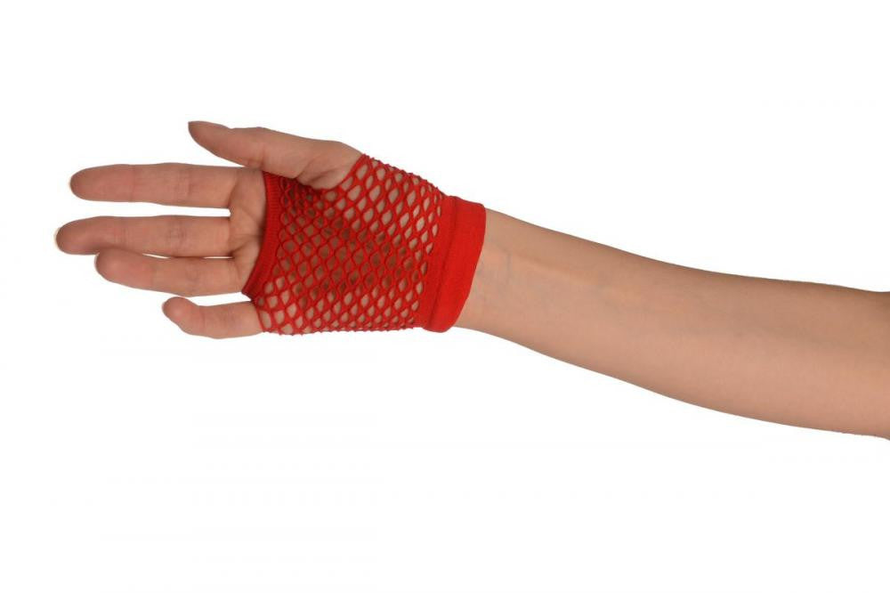 Liss Kiss Red Fishnet Fingerless Party Gloves - Gloves