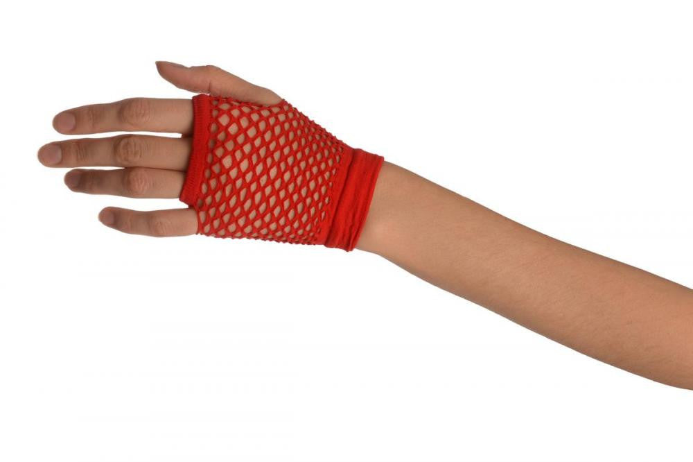 Liss Kiss Red Fishnet Fingerless Party Gloves - Gloves