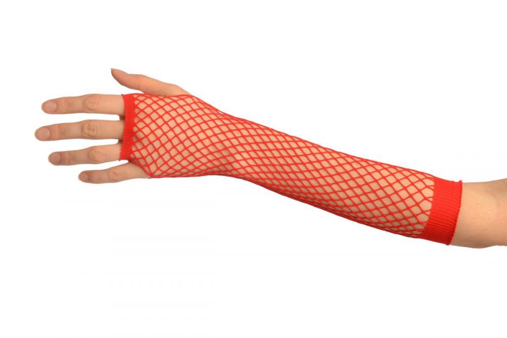 Liss Kiss Red Fishnet Fingerless Party Gloves - Gloves