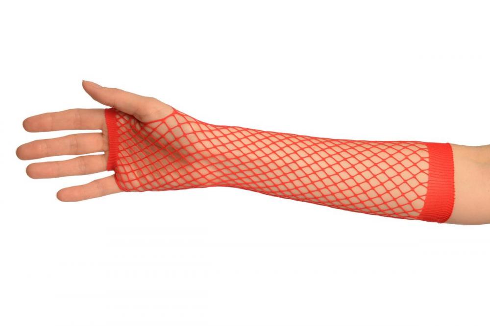 Liss Kiss Red Fishnet Fingerless Party Gloves - Gloves