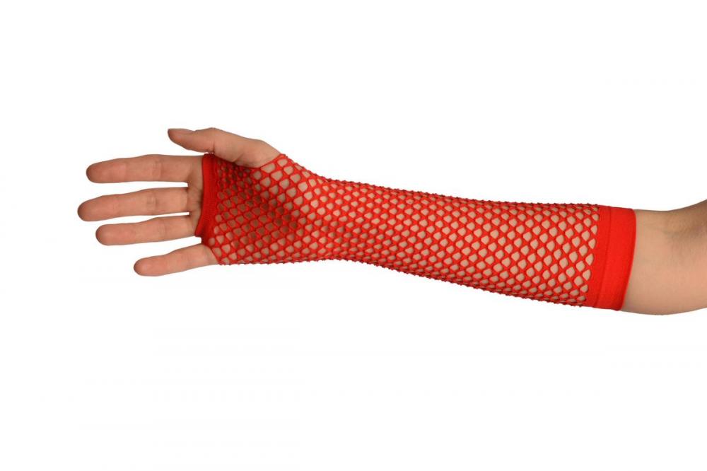 Liss Kiss Red Fishnet Mesh Net Fingerless Party Gloves - Gloves