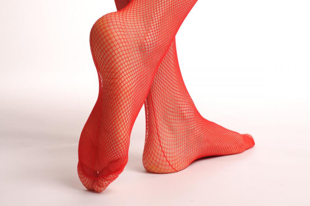 Liss Kiss Red Fishnet With Red Seam At The Back - Tights