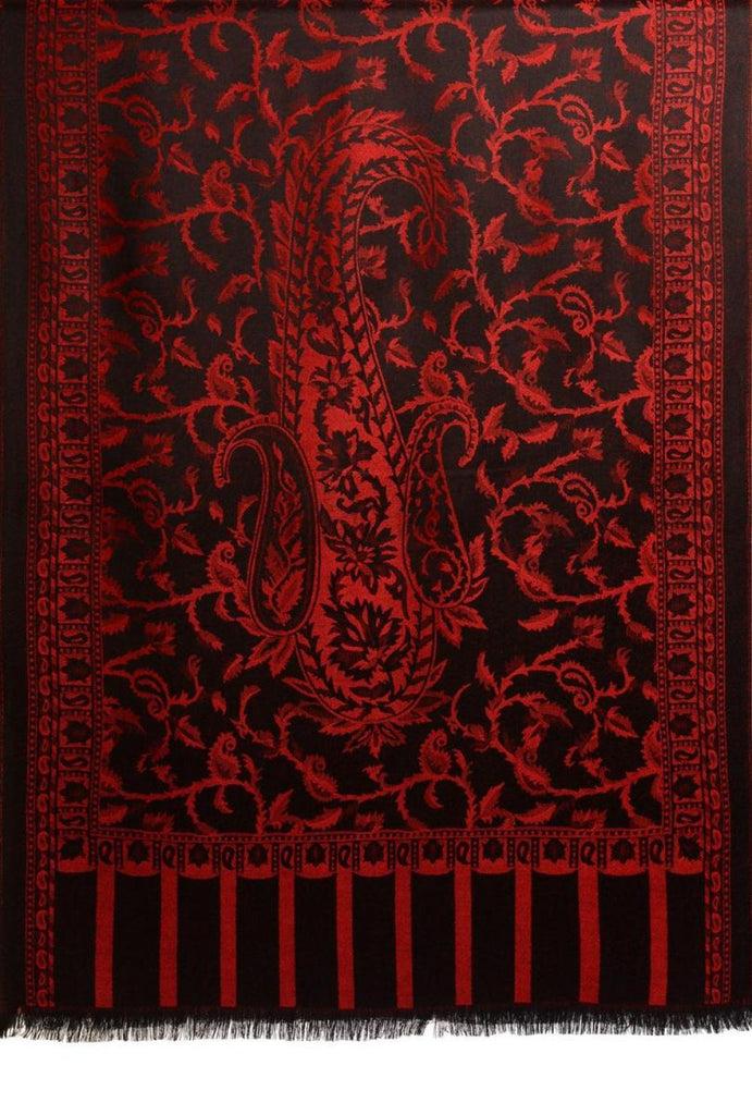Liss Kiss Red Large Paisley On Black Pashmina Feel - Scarf