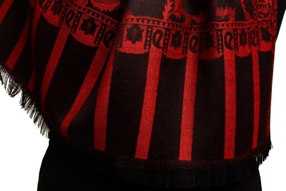 Liss Kiss Red Large Paisley On Black Pashmina Feel - Scarf