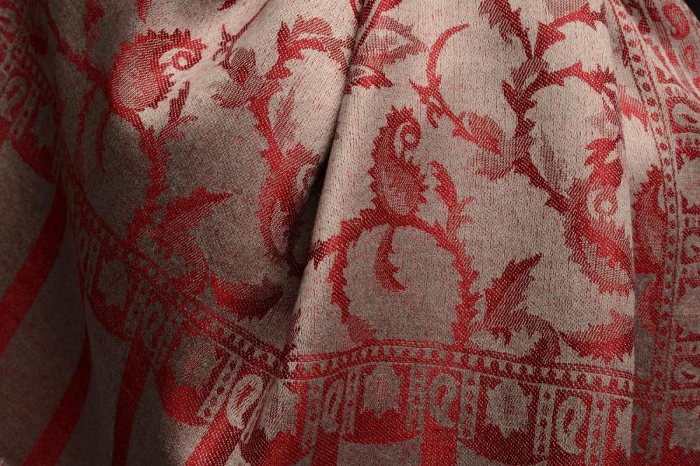 Liss Kiss Red Large Paisley On Grey Pashmina Feel - Scarf