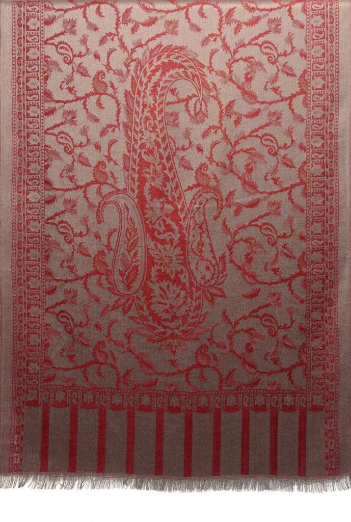 Liss Kiss Red Large Paisley On Grey Pashmina Feel - Scarf