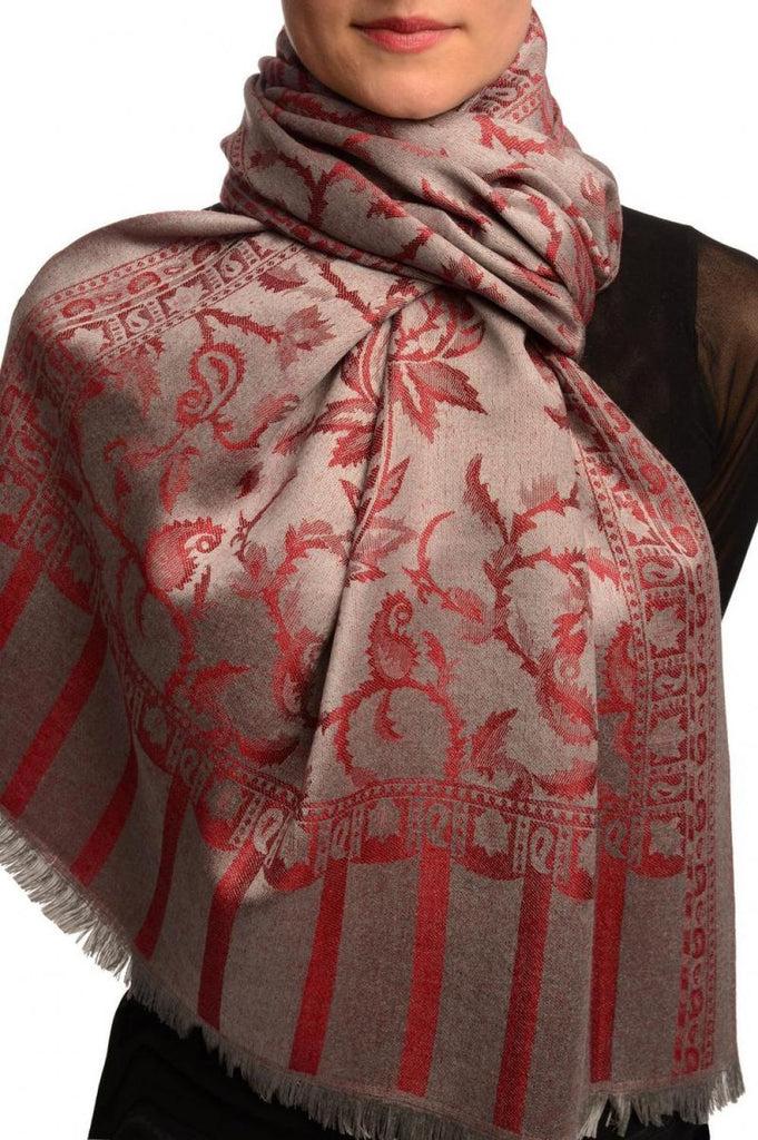 liss kiss Red Large Paisley On Grey Pashmina Feel - Scarf