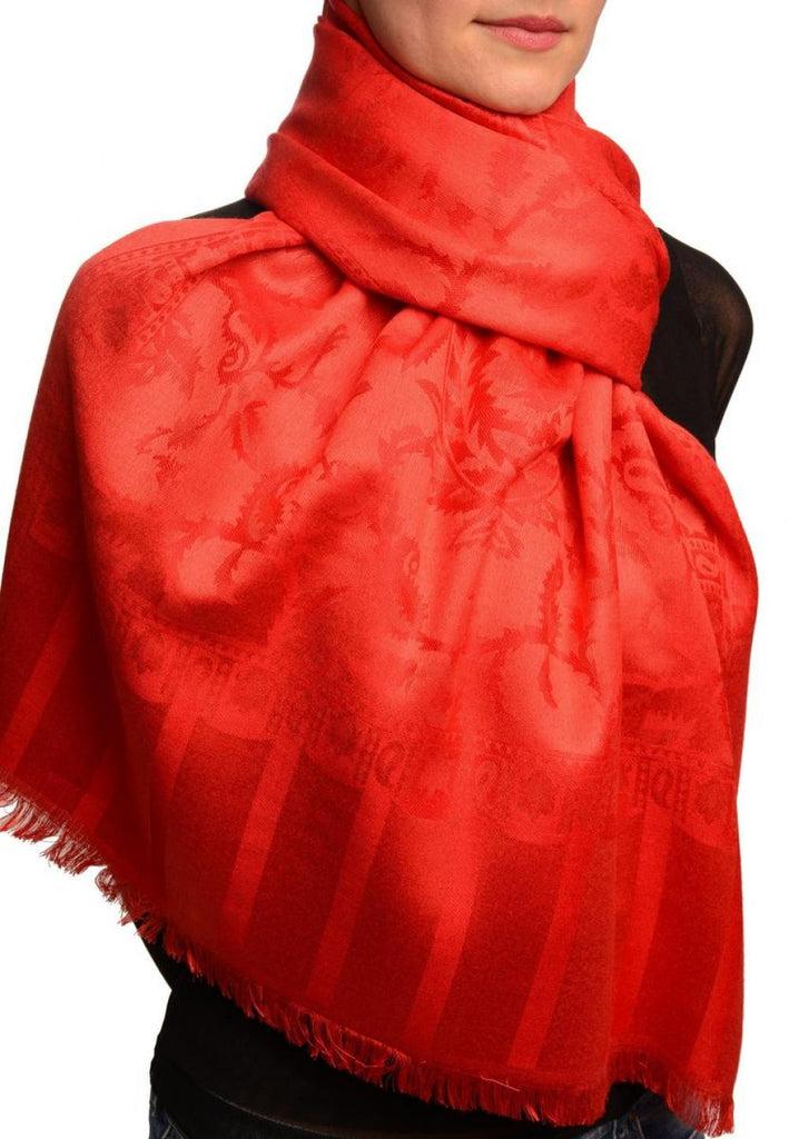Liss Kiss Red Large Paisley On Red Pashmina Feel - Scarf