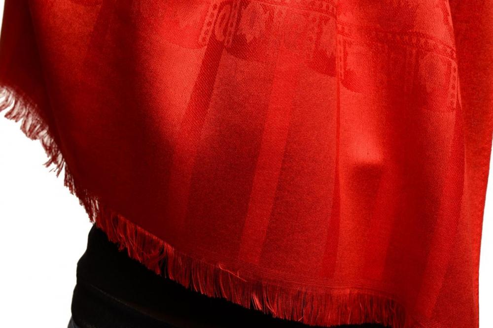 Liss Kiss Red Large Paisley On Red Pashmina Feel - Scarf