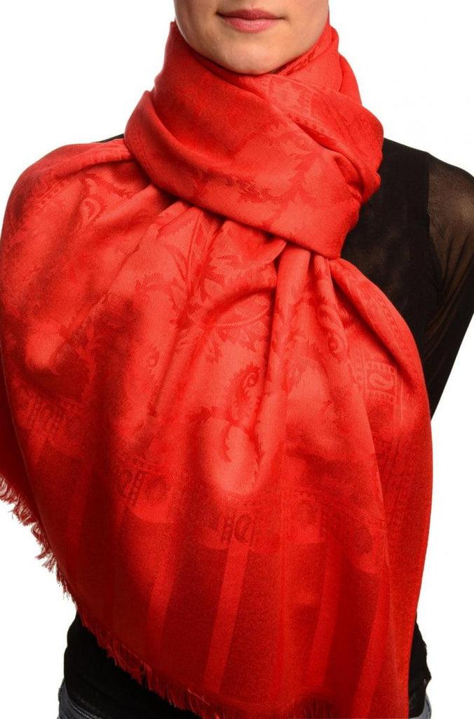 liss kiss Red Large Paisley On Red Pashmina Feel - Scarf
