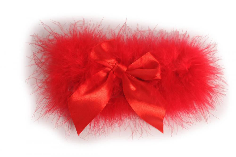 Liss Kiss Red Marabou Feather With Red Satin Bow - Garter