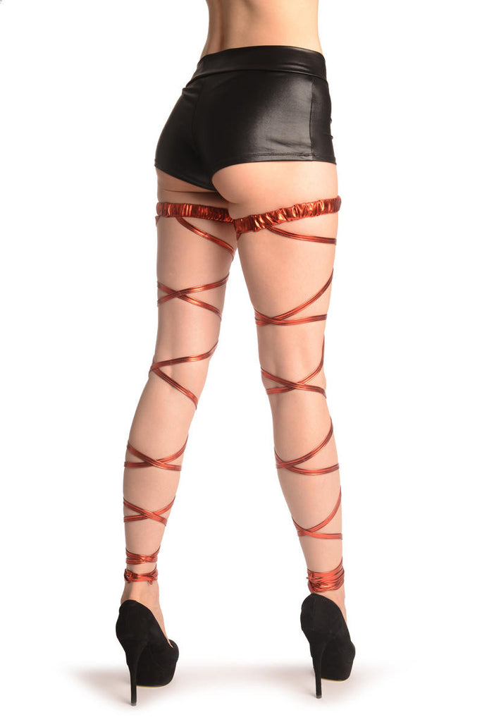 Liss Kiss Red Metallic Leg Wrap With Elasticated Top - Leg Warmers