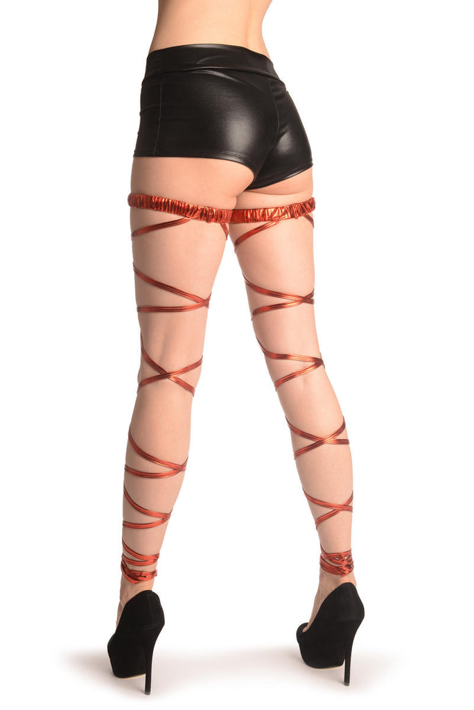 Liss Kiss Red Metallic Leg Wrap With Elasticated Top - Leg Warmers