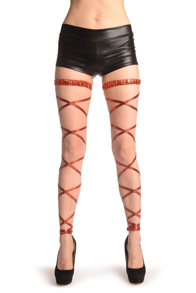 liss kiss Red Metallic Leg Wrap With Elasticated Top - Leg Warmers