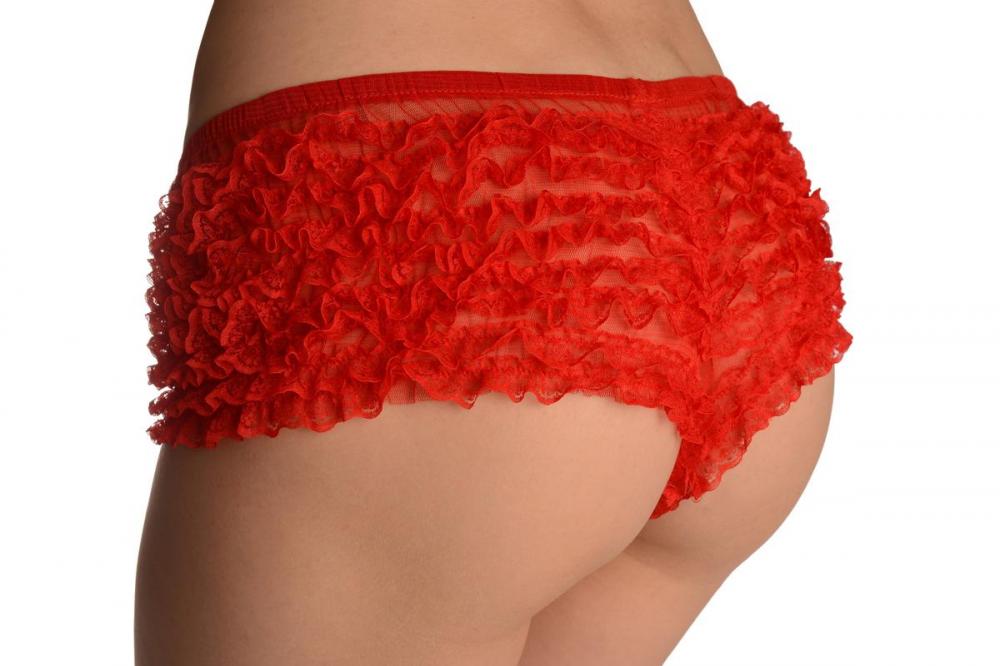 Liss Kiss Red Multi Layers Women Frilly Ruffle Lace Panty Shorts - Shorts