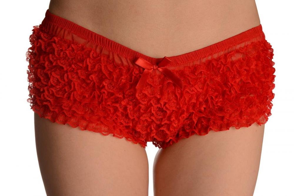 liss kiss Red Multi Layers Women Frilly Ruffle Lace Panty Shorts - Shorts