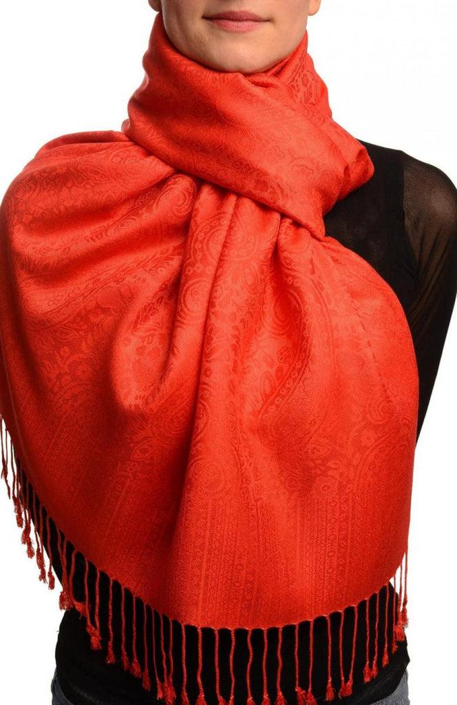 liss kiss Red Paisleys Pashmina Feel With Tassels - Scarf