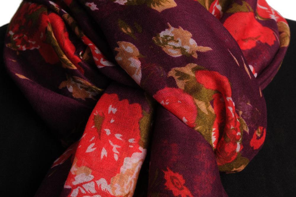 Liss Kiss Red Roses On Indigo Unisex Scarf & Beach Sarong - Scarf