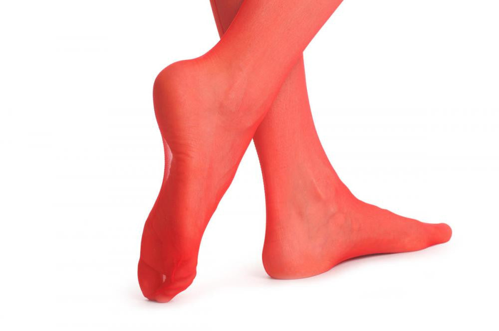 Liss Kiss Red Seamed Stockings With Attached Suspender Belt - Stockings