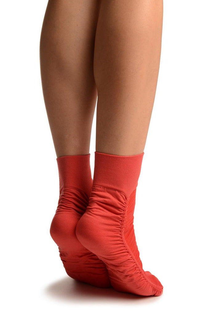 Liss Kiss Red Sheer & Opaque Sides Ankle High Socks - Socks