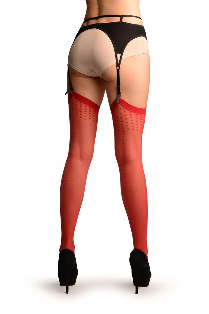 Liss Kiss Red Stockings With Dotted Seam And Top - Stockings