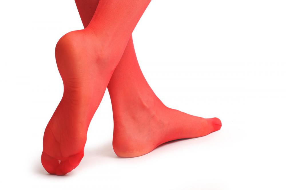 Liss Kiss Red Stockings With Lace Trimmed Attached Suspender Belt - Tights