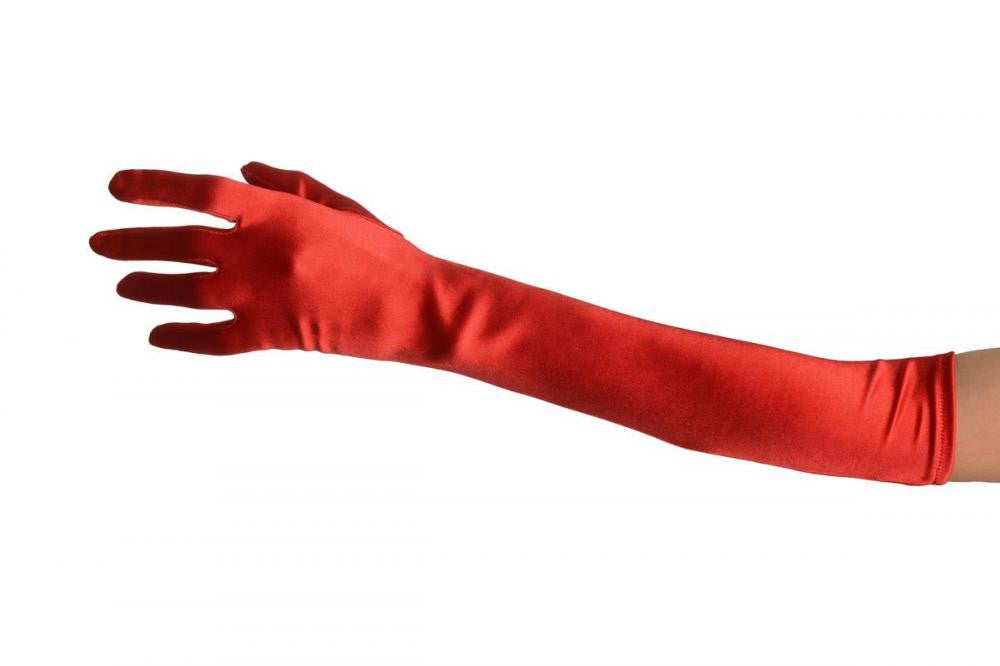 Liss Kiss Red Stretchy Satin Wedding Opera Gloves - Gloves