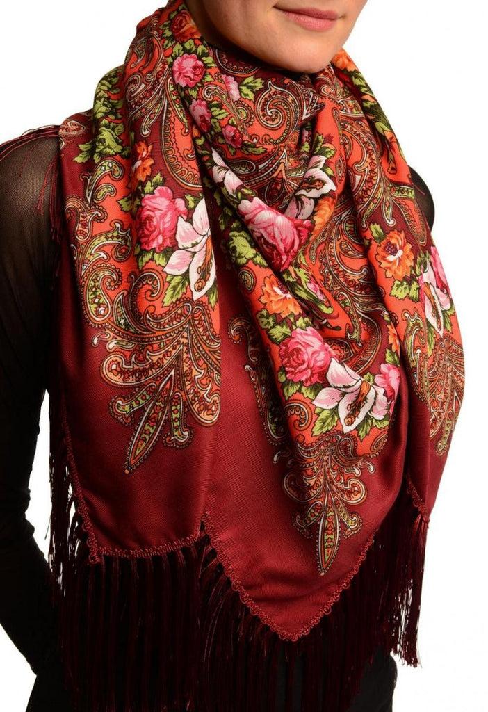 Liss Kiss Red "Tzarsky" Slavonic Russian Folk Style Shawl - Scarf