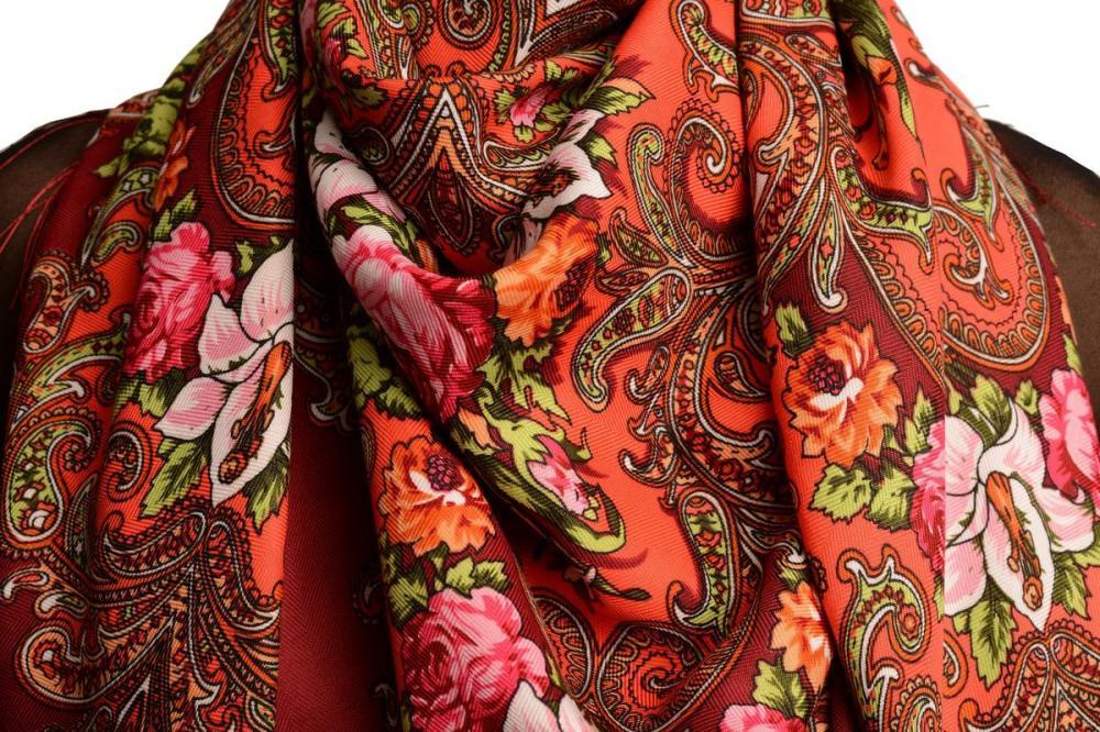Liss Kiss Red "Tzarsky" Slavonic Russian Folk Style Shawl - Scarf