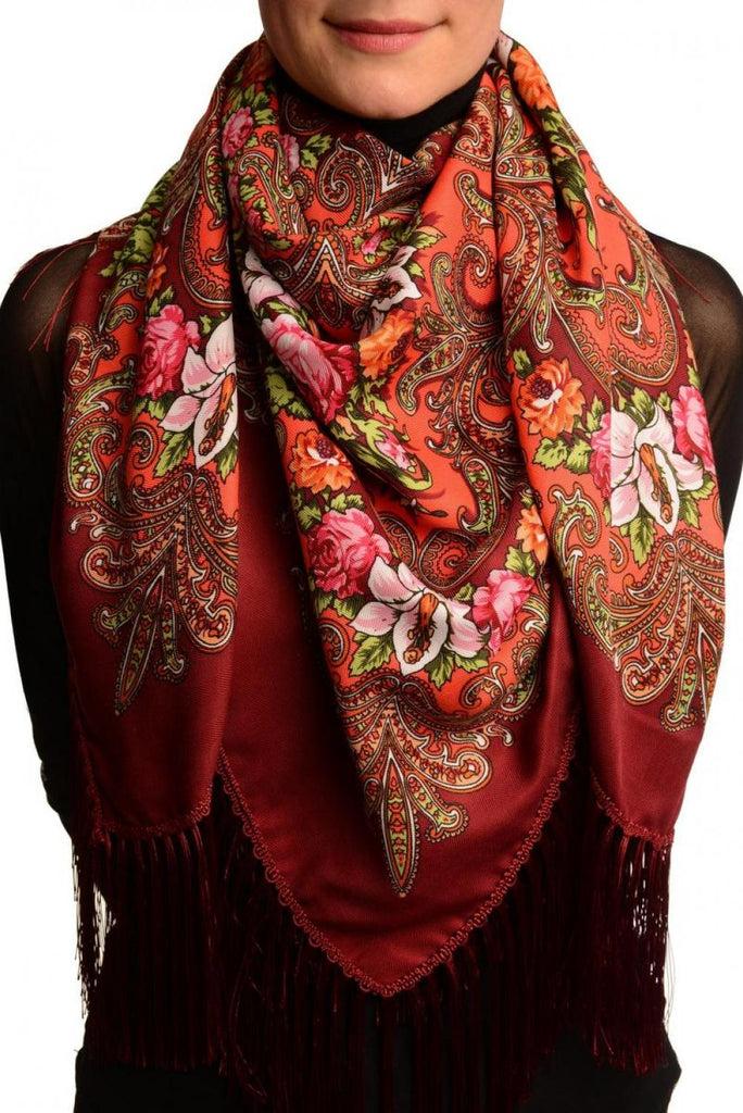 liss kiss Red "Tzarsky" Slavonic Russian Folk Style Shawl - Scarf