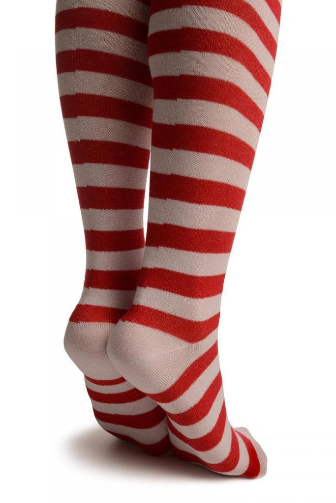 Liss Kiss Red& White Stripes & Shars On Blue (American Flag) - Over The Knee Socks