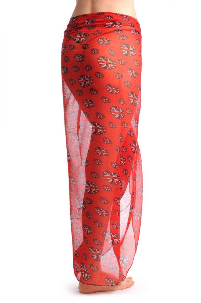 Liss Kiss Red With British Flag Skull Unisex Scarf & Beach Sarong - Scarf