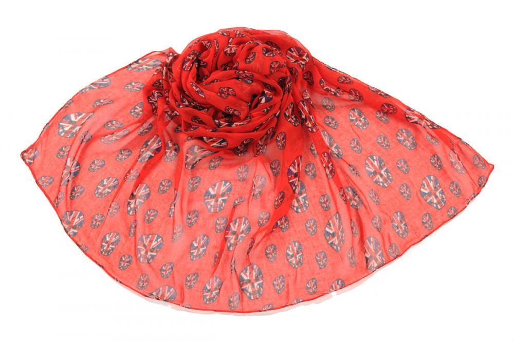 Liss Kiss Red With British Flag Skull Unisex Scarf & Beach Sarong - Scarf