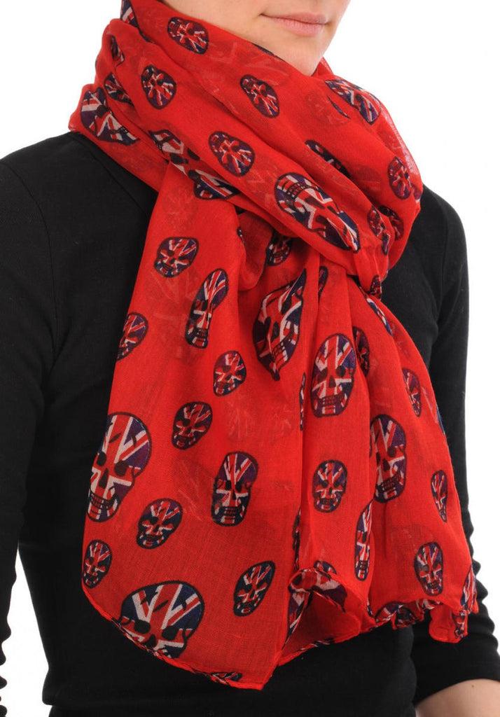 liss kiss Red With British Flag Skull Unisex Scarf & Beach Sarong - Scarf