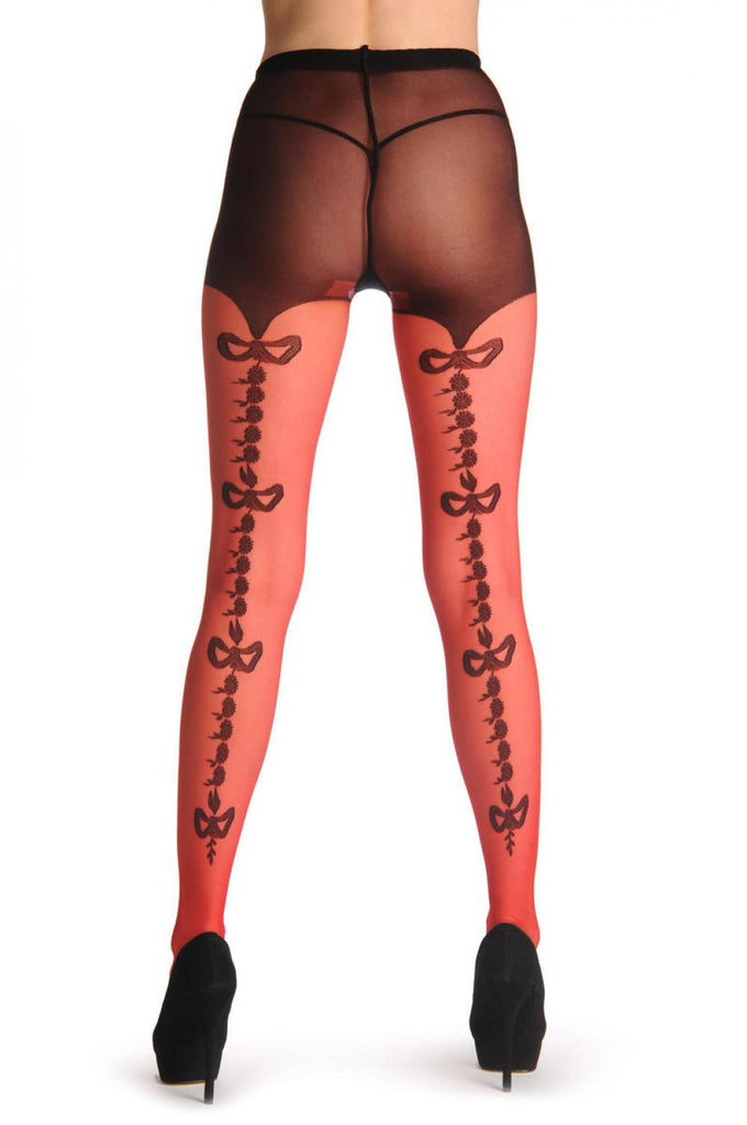 Liss Kiss Red With Four Bows Back Seam & One Front Bow 20 Den - Tights