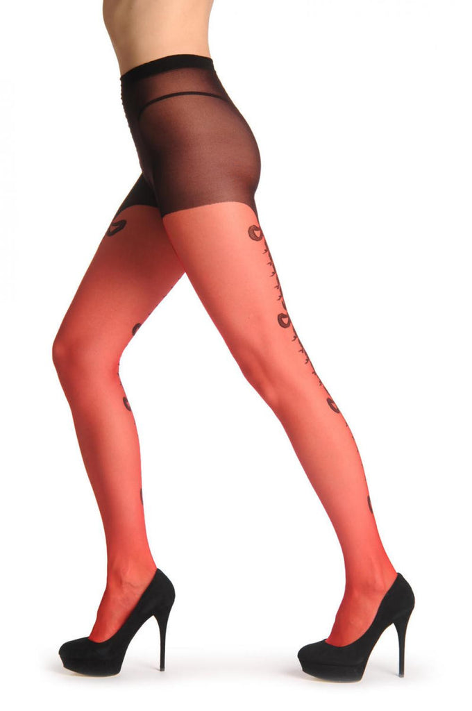 Liss Kiss Red With Four Bows Back Seam & One Front Bow 20 Den - Tights