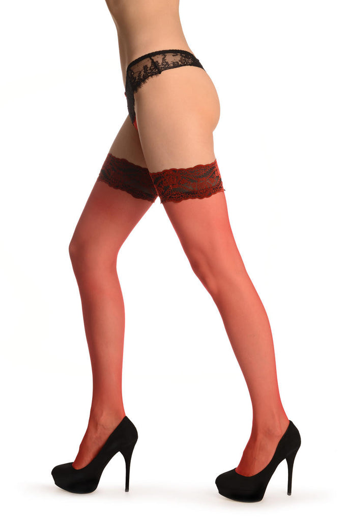 Liss Kiss Red With Luxurious Red Velvet Silicon Garter - Hold Ups