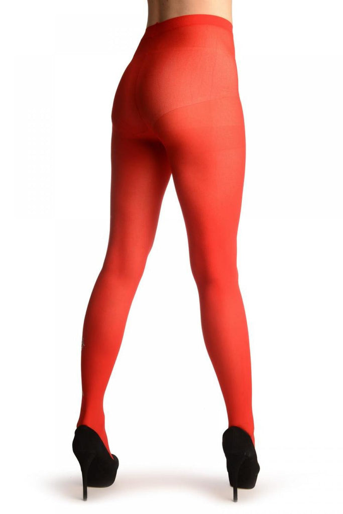 Liss Kiss Red With Silver Film Printed Dragon - Tights