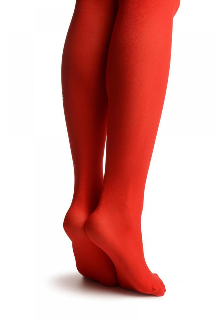 Liss Kiss Red With Silver Film Printed Dragon - Tights