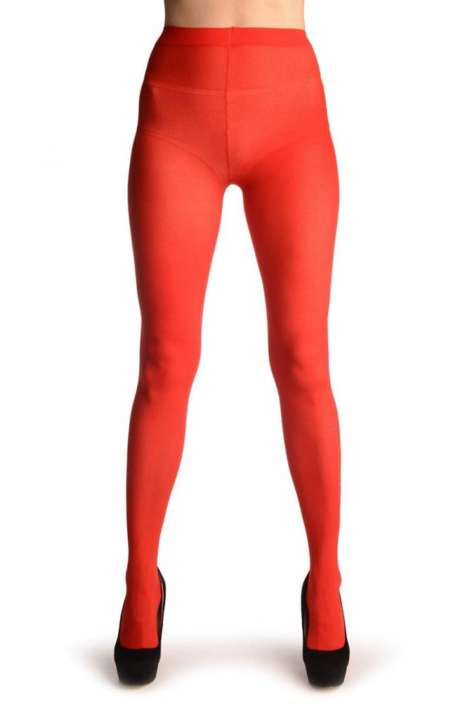 Liss Kiss Red With Silver Film Printed Dragon - Tights