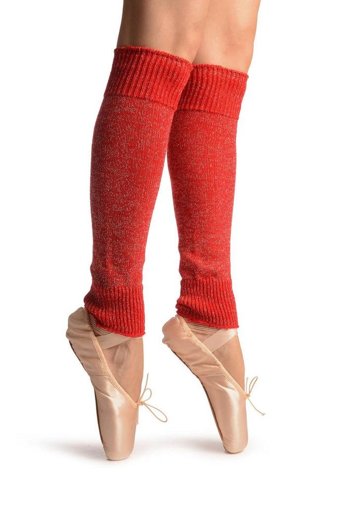 Liss Kiss Red With Silver Lurex Dance/Ballet Leg Warmers - Leg Warmers