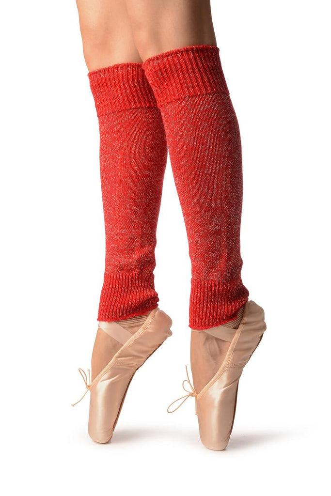 Liss Kiss Red With Silver Lurex Dance/Ballet Leg Warmers - Leg Warmers
