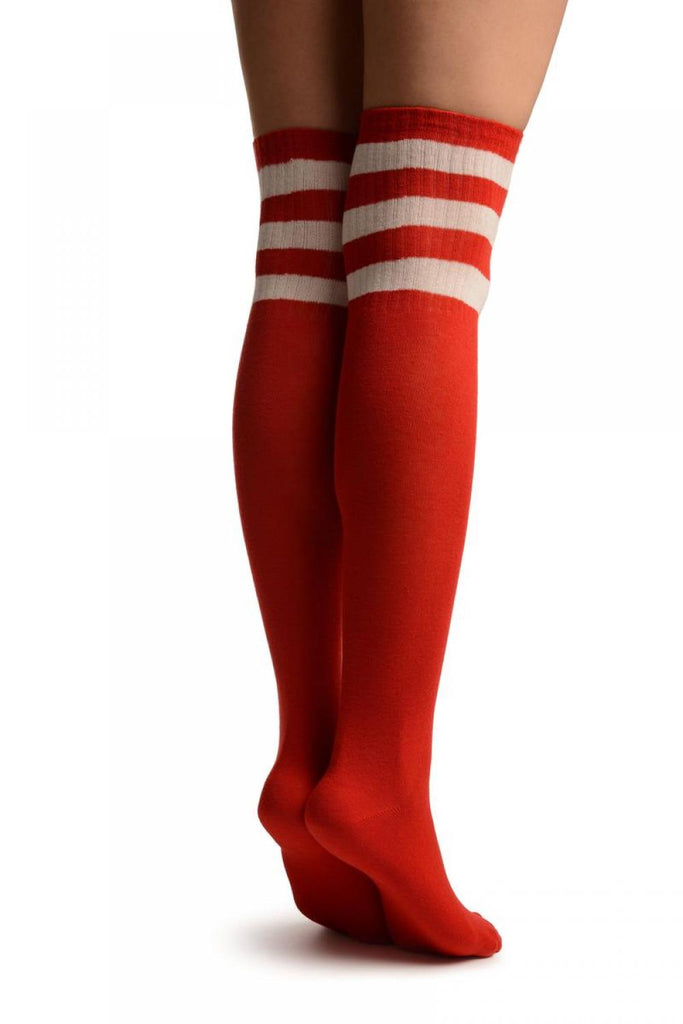 Liss Kiss Red With White Stripes Referee Knee High Socks - Socks