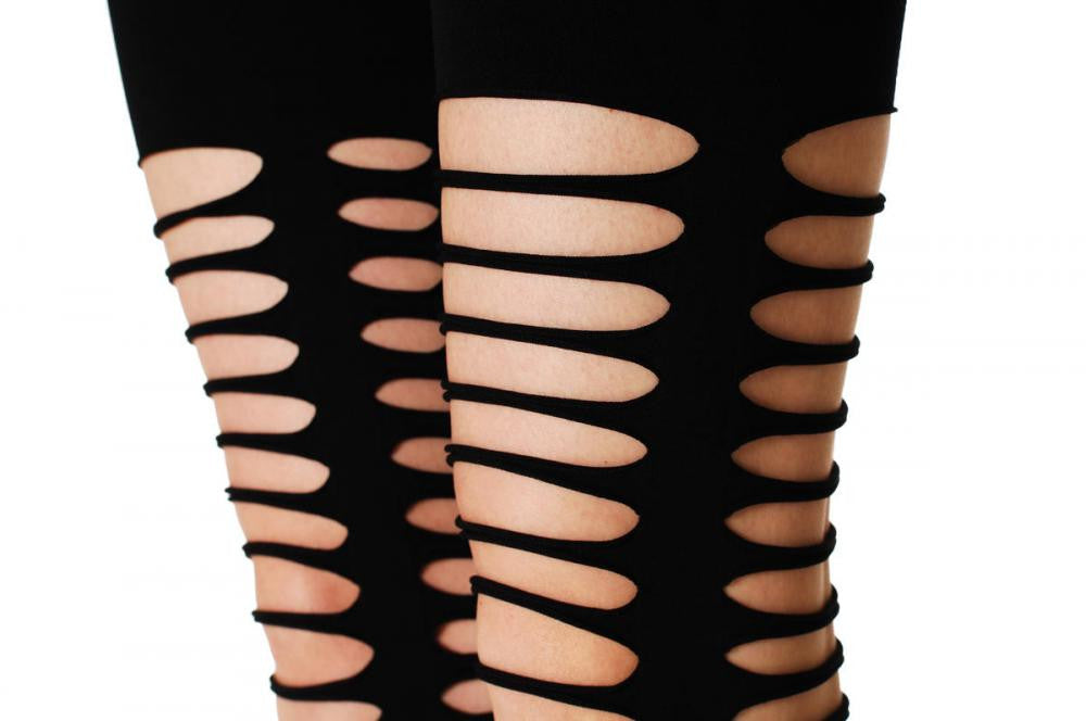 Liss Kiss Ripped Front & Back Footless - Tights Footless