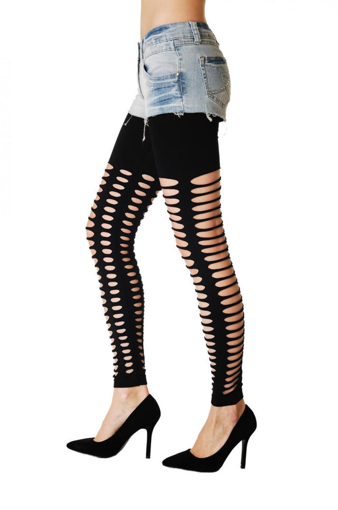 Liss Kiss Ripped Front & Back Footless - Tights Footless