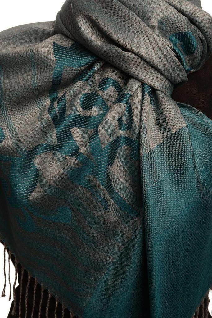 Liss Kiss Rising Sun On Blue Grey Pashmina With Tassels - Scarf