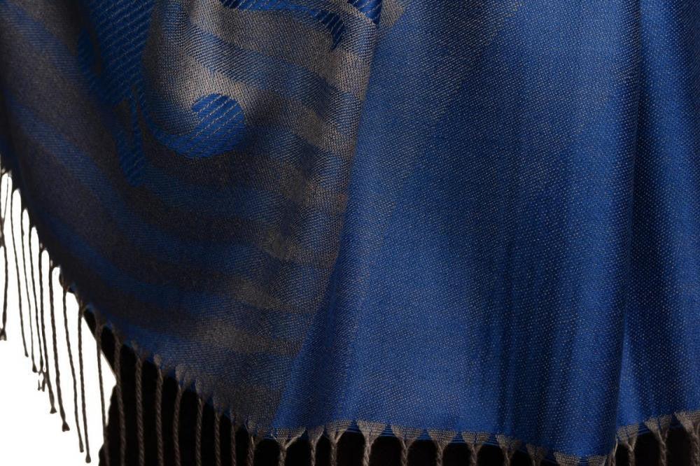 Liss Kiss Rising Sun On Blue Pashmina With Tassels - Scarf