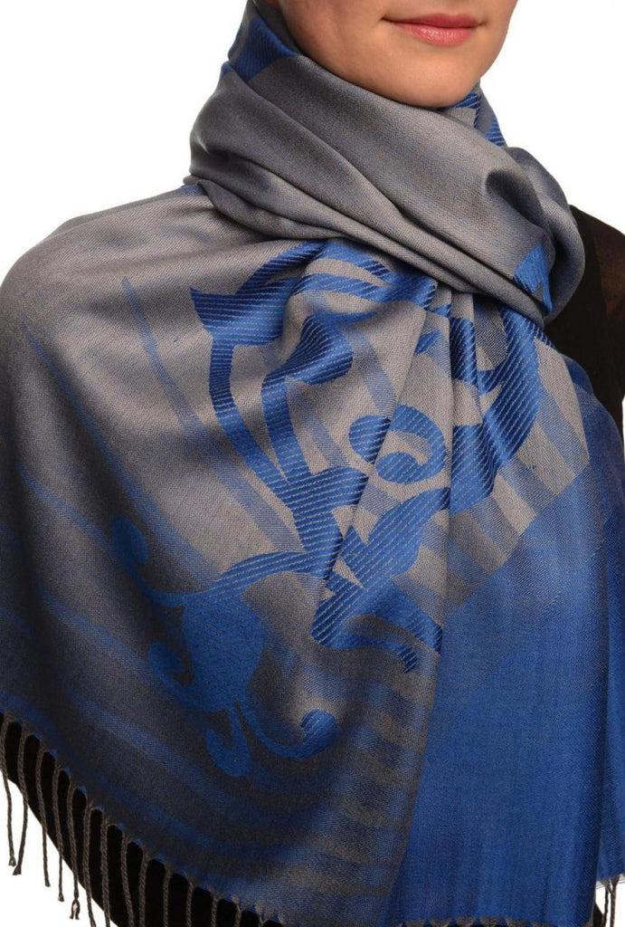 Liss Kiss Rising Sun On Blue Pashmina With Tassels - Scarf