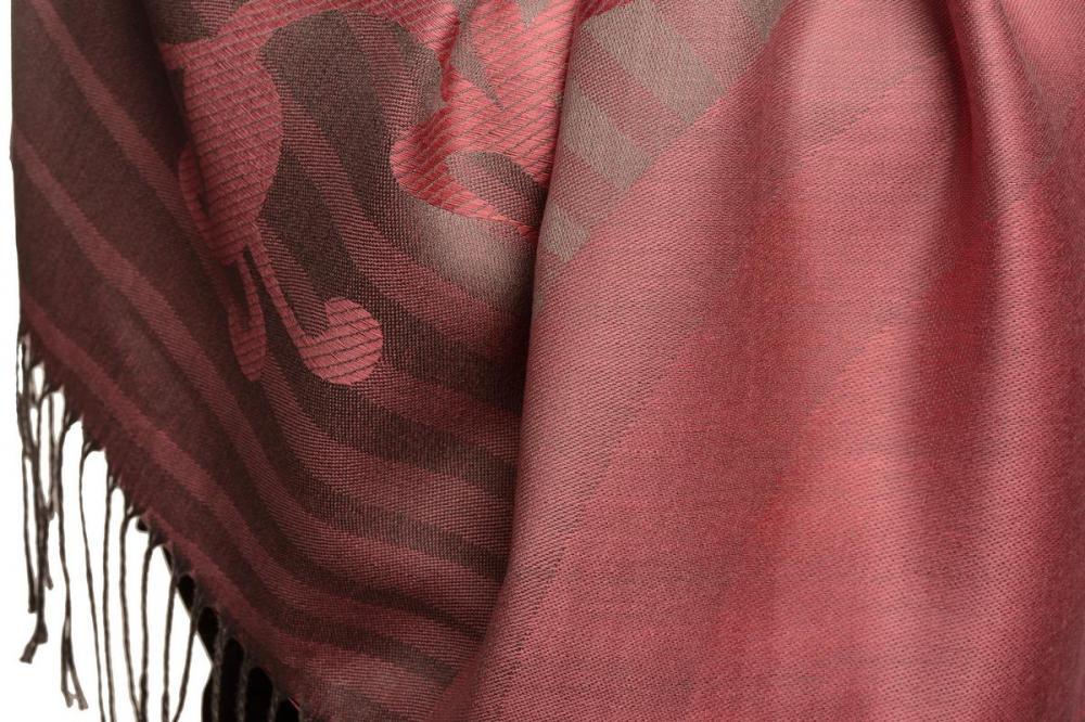 Liss Kiss Rising Sun On Pink Grey Pashmina With Tassels - Scarf